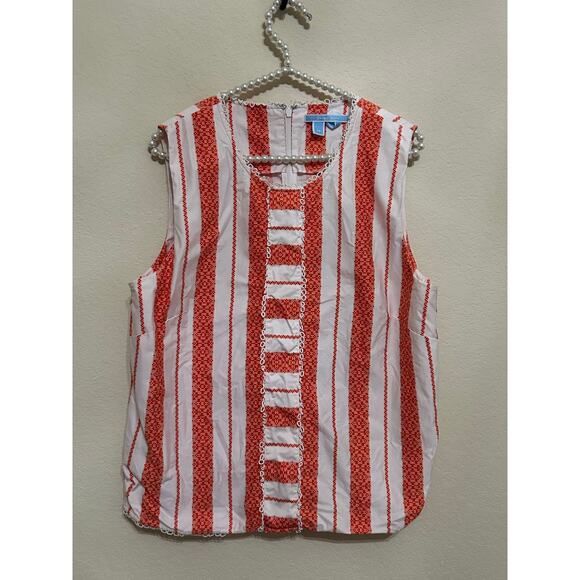 Draper James Size 14 Sleeveless Blouse Cotton Striped Spring Summer Shirt - Picture 1 of 9